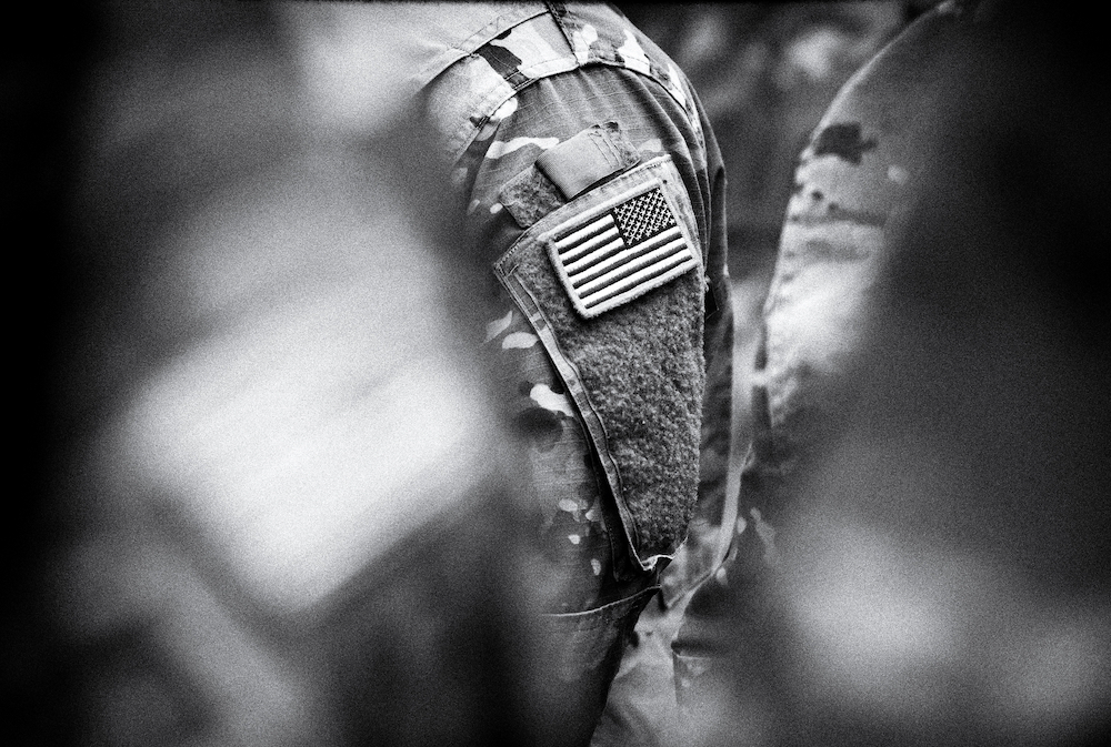 US flag shoulder patch on US troop's uniform