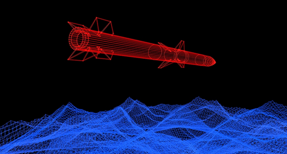 3D illustration of flying nuclear Rocket